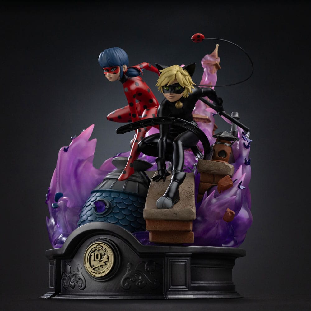 Miraculous Deluxe Art Scale Statue 1/10 Lady Bug and Cat Noir Signed Edition 23 cm