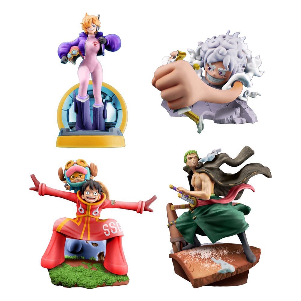 One Piece Petitrama PVC Mini Statue Logbox Re Birth Egghead 4-Set 9 cm Megahouse
