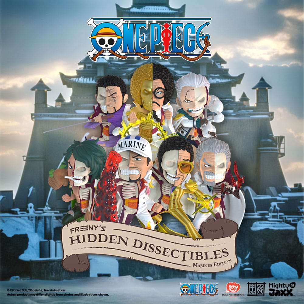 One Piece Freeny's Hidden Dissectables Marines Edition 4 inch Vinyl Figure Blind Box Display (6) Mighty Jaxx