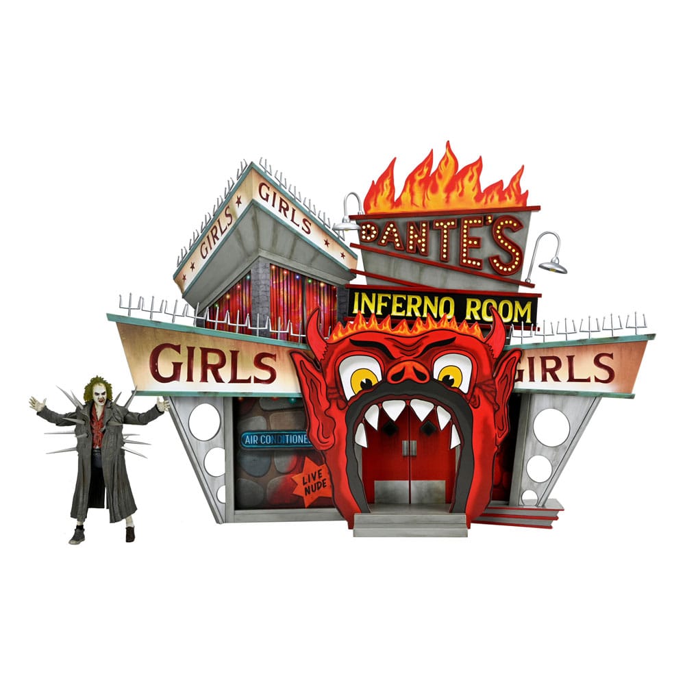 Beetlejuice (1988) Diorama Trenchcoat with Spikes Inferno Room Deluxe Set NECA
